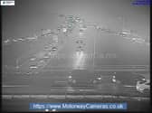 Traffic cameras showing the St Catherine Interchange on the M18 outside Doncaster as of 6.10pm on January 19, 2026, following a collision. Queues of over 30 minutes were reported.