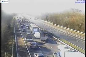 Queues are building after all lanes on the M18 were closed this morning due to an incident reported to have involved a vehicle leaving the carriageway. 