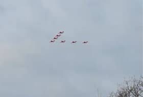 The Red Arrows flying near Sproatley in Yorkshire on March 16 2026.
