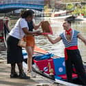 Coppola took to the canals to mark the launch of Domino's new Italianos range.
