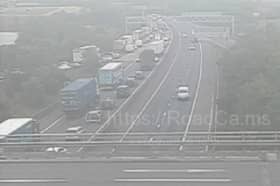 Traffic is backed up passed junction 3 of the M18 northbound.