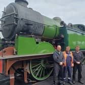 Keith Ashford, Andy Wright and Alex Harper-Bourne in front of Gresley class N2 No. 1744 after completion of boiler examination.