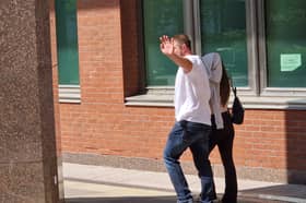 Laura Cunningham left court with an item of clothing over her head