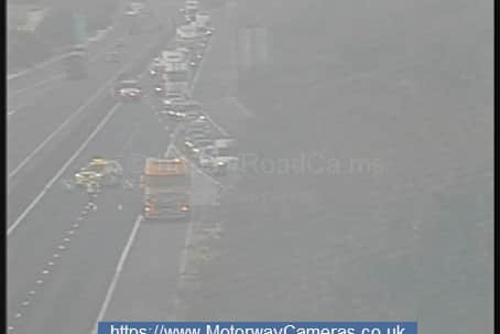 Traffic is being diverted off the motorway.