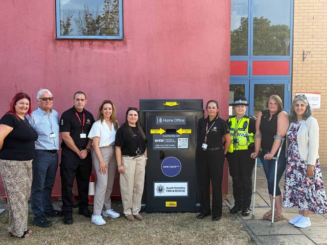 Pictured are South Yorkshire Deputy Mayor for Policing and Crime, Kilvinder Vigurs and Doncaster Central MP, Sally Jameson at Doncaster Fire Station with Cllr Gemma Cobby, Lisa Theobald, Clair Victory from South Yorkshire Fire and Rescue Service, John Hodson, Doncaster Station Manager, PC Hannah Cowling, Doncaster city Centre Neighbourhood Team, South Yorkshire Police and Damian Allen, Chief Executive, Doncaster City Council