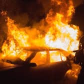 Two vehicles were set on fire.