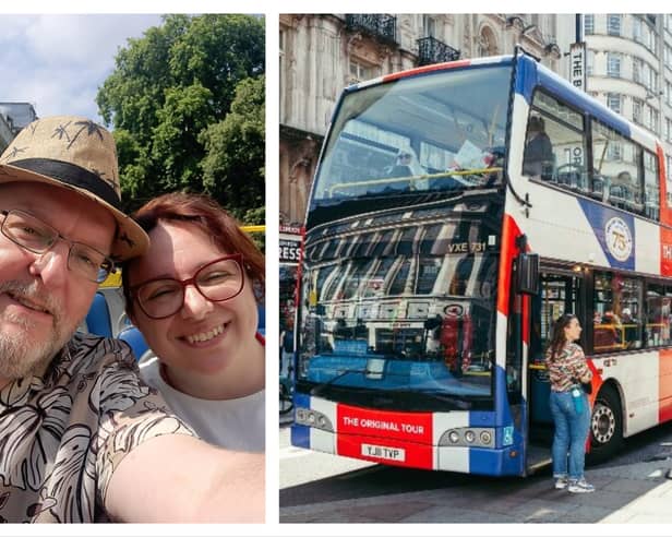 Free Press reporter Darren Burke and wife Giulia went on an open top bus tour of London - and also enjoyed  a river cruise along the Thames.