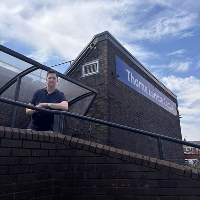 Lee Pitcher MP outside Thorne Leisure Centre