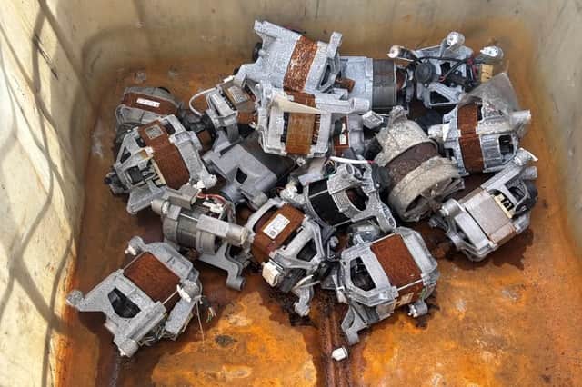These chopped up car parts were discovered during the operation