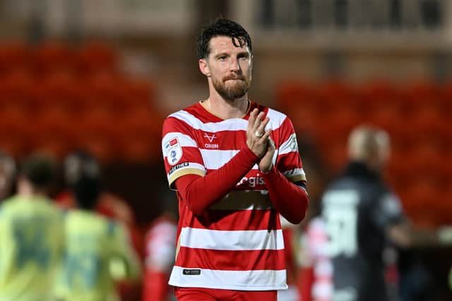 Doncaster Rovers star James Husband  in the match between  Doncaster Rovers v Huddersfield Town  at Club Doncaster Sports Village.