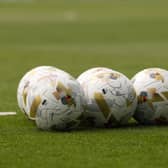 General view of footballs