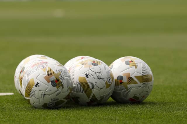 General view of footballs