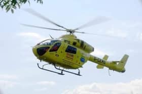 The air ambulance has landed at the scene.