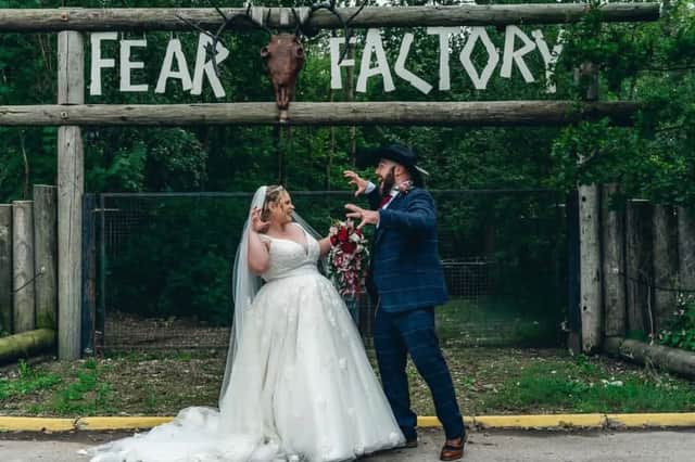 Beth and Kris Wellbourn tied the knot at Doncaster Fear Factory.