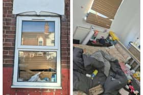 A brick smashed through the window of a house in Doncaster, landing just inches from a mum and newborn baby.