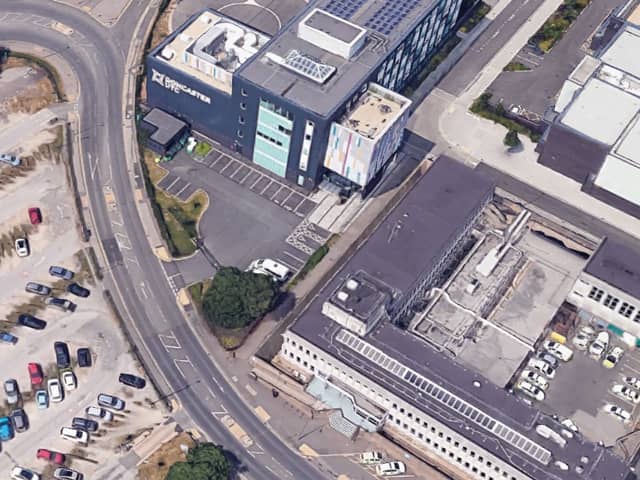 Doncaster UTC (top) which is next door to Doncaster Police Station (bottom) was put into lockdown.