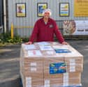 Matthew Topping of Toppings Pies with the shipment bound for the Falkland Islands.