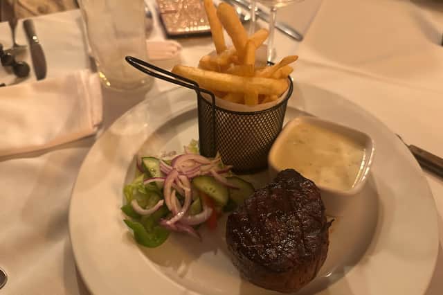 Steak is dry aged for at least 45 days.