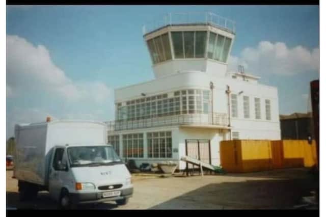 The control tower before it became a magnet for vandals.