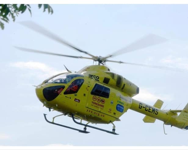The air ambulance landed at the scene in Balby.