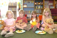 Enjoying a teddy bear's picnic at Bawtry Library are L-R Eliza Bailey, two, brother Isaac, five, both of Bawtry, Morgan Leah, three, of Rossington, and Jasmine Shaw, six, of Arksey 