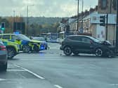 The crash has closed a major junction in Warmsworth.