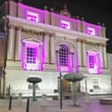 The Mansion House was lit up purple.