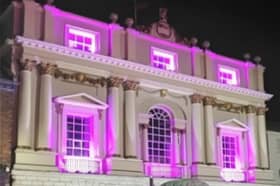 The Mansion House was lit up purple.