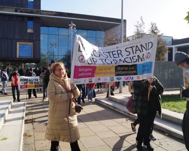 Doncaster Stand Up To Racism co-ordinated Sunday's counter protest againt an anti-illegal immigration demo. 