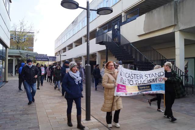 Doncaster Stand Up To Racism protested against Sunday's anti-illegal immigration demonstration.