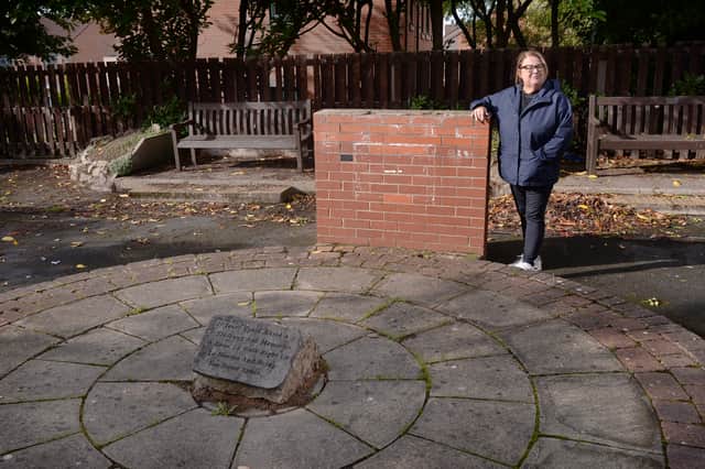 Paula Walford at the Jamie Hatfield Community Memorial Garden