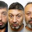 Ionut Matei, 40 (left), Ramonel Mandache, 51 (centre) and  Vasile Ciubotaru, 45 have been jailed for using a cruel cash machine trick to steal £40,000 from unsuspecting pensioners