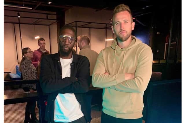 Specs Gonzalez with Ballon d'Or winner Harry Kane.
