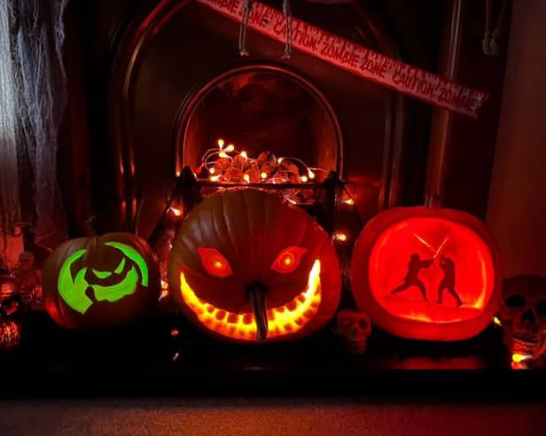 Joanne Lee Melia shared these three great pumpkins. 