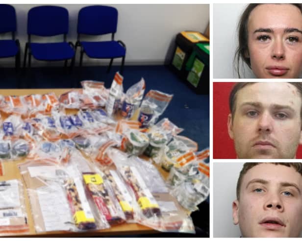 Lydia Pinnington, Brandon Horne and Kieran Murphy ran a "sophisticated" operation to transfer drugs between prisons using everything from Pot Noodles to packets of biscuits to get past officers.