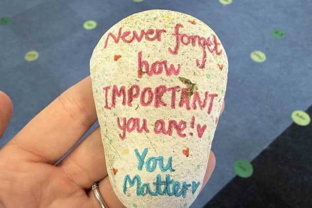 Staff at Carcroft School created 'kindness stones' that were left around the community for others to find.