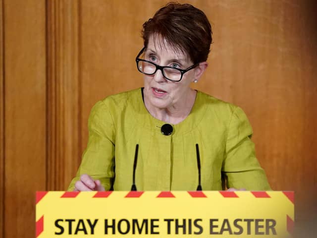 PHE Medical Director, Professor Yvonne Doyle, during a media briefing in Downing Street, London. Photo: PA