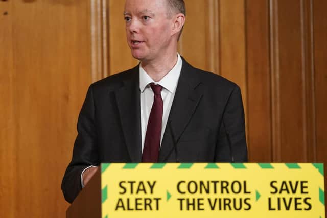 Chief Medical Officer Professor Chris Whitty, during a media briefing in Downing Street, London, on coronavirus (COVID-19). Photo: PA