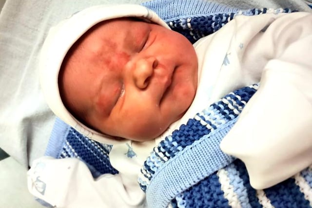 Baby Jaxon Holt, born 29th June, weighing 7lb 8oz, sent in by Alys Gwynn, from Winstanley, Wigan.