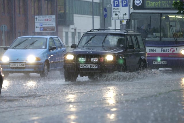 Flash floods on Wellington Street in the city centre.