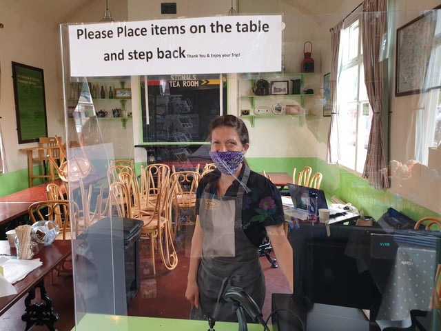 A beaming Catherine Watson in the tea rooms which sells drinks, crisps and biscuits for the journey.