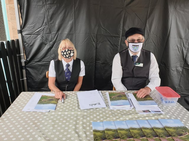 Jackie Waite and David Griffiths greeting visitors.
Jackie said: "Its nice, early days, it's usually really busy at this time of year. But we're hoping the train will be able to get into Whitby at the back end of this month."