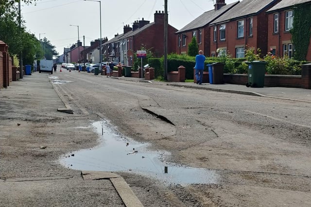 Kirkham Road in Freckleton remains closed this afternoon (August 11) due to the flood-damaged road forming a potential sink hole