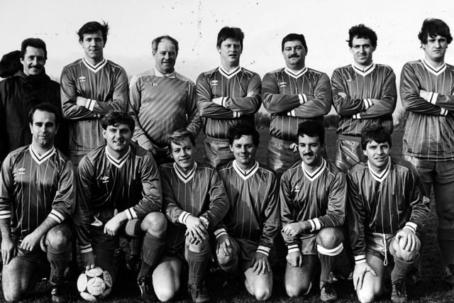 Back from left; Danny Lees (manager), Neil Guest, Harry Greendale, Thomas McCormack, Mark Armstrong, Ian Hardy and Alan Scaife. Front; Alan Wilson, William Everett, Shaun Linbert, Steven Barton, Lee Hirst and Ian McHelliney.