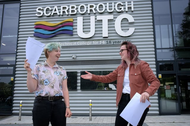 Scarborough's UTC: Hana Hinton and Alex Hill. Hana said: "I have had lots of great opportunities here that I would not have had elsewhere." Alex is heading to Bristol University and said:  I have done lots of cool projects and trips and learnt a great deal."