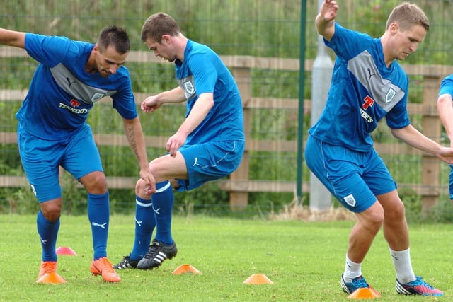 Trialist Filipe Morais, Paul Huntington and Nicky Wroe go through their paces in July 2012
