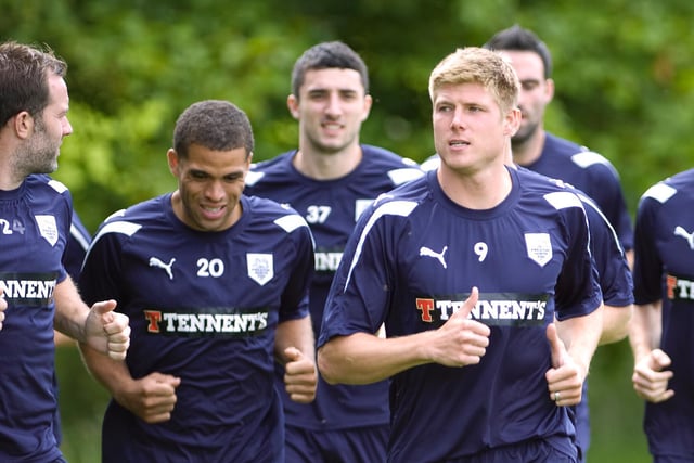 Ian Ashbee, Darel Russell, Conor McLaughlin and Neil Mellor in pre-season training in 2011