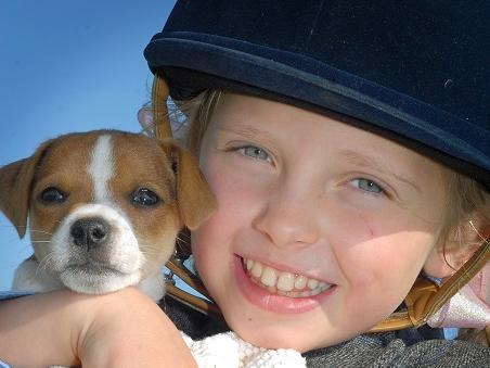 Georgia Reeves and Snoopy.