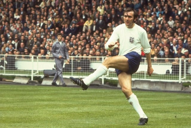 Terry Cooper in action for England against Scotland at Wembley in May 1971. England won 3-1.