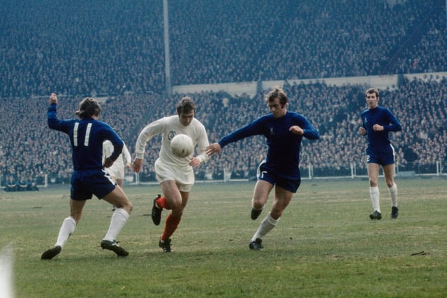 Terry Cooper in action at Wembley during the 1970 FA Cup final against Chelsea.